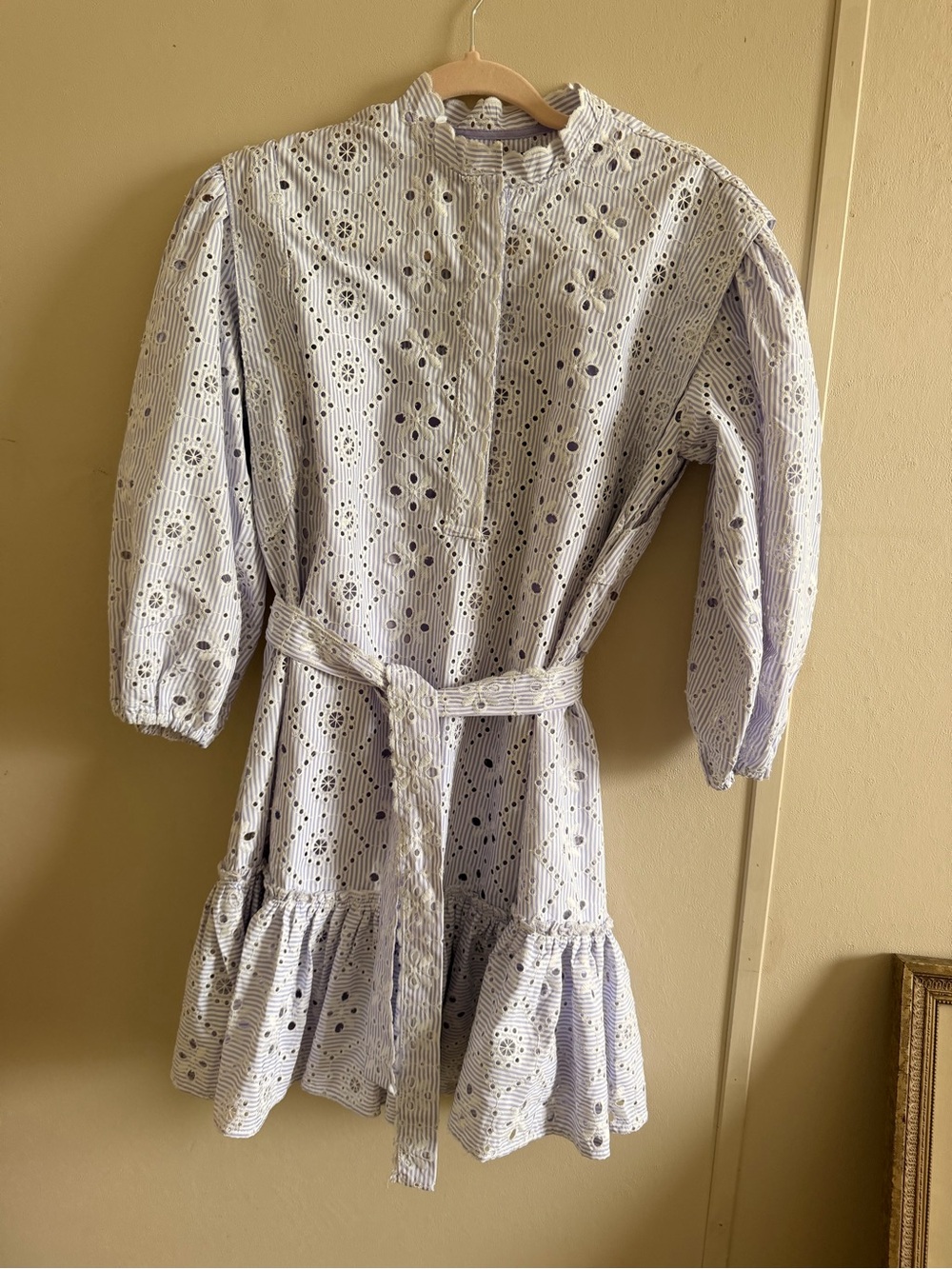 Deluc Lavender Eyelet Ruffled Mini Dress